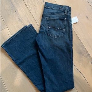7 For All Mankind Stretch Bootcut Jeans Size 25 Rhinestones Dark Jamaica NWT